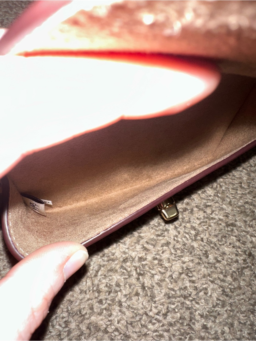 COACH Sunglass Eyeglass Case Strawberry Print CB61 Tan Brown Leather Glasses - Picture 6 of 7